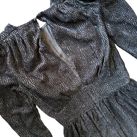 NWT MEDIUM Lini Gemma Sheer Sleeve Black Long Sleeve Dress - Picture 9 of 9